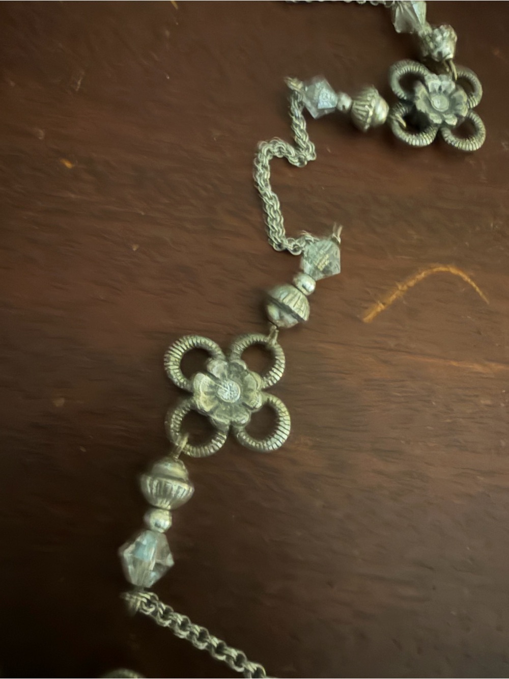 Brighton Silver Floral Link Necklace with Bead Accents